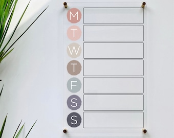 Acrylic Weekly Calendar For Wall || Custom Dry Erase Family Planner Large Huge Clear or White Calendar Personalized Whiteboard 03-009-139