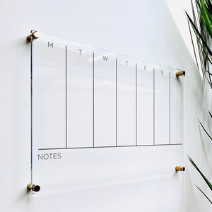 Acrylic Weekly Calendar For Wall || Custom Dry Erase Family Planner Large Huge Clear or White Calendar Personalized Whiteboard Office Decor