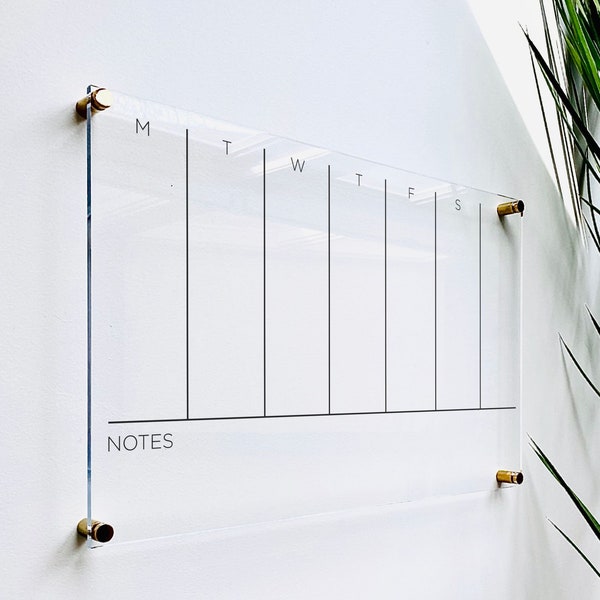 Acrylic Weekly Calendar For Wall || Custom Dry Erase Family Planner Large Huge Clear or White Calendar Personalized Whiteboard 03-009-090