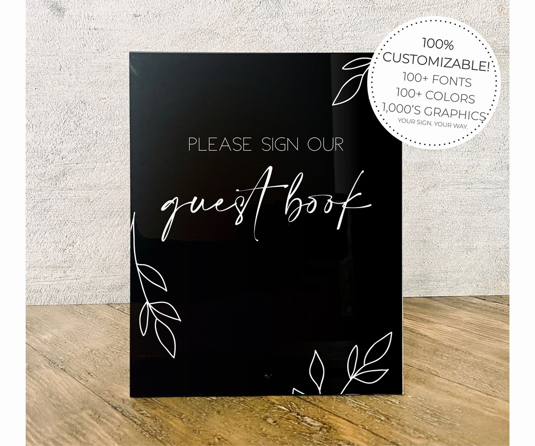 Guest Book Table Sign Acrylic Wedding Sign Calligraphy - Etsy