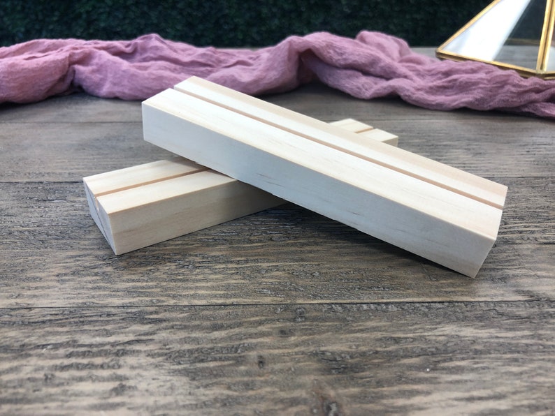 Wood Table Sign Holders 6 wide Stands Bases Acrylic Etsy