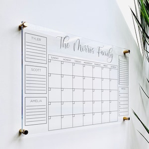 Personalized Acrylic Calendar For Wall ll  office decor dry erase whiteboard family 2022 wall calendar desk perpetual hanging 03-007-080