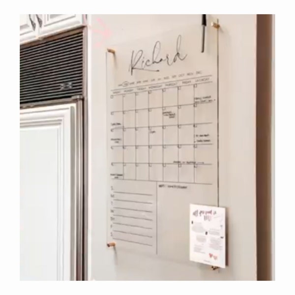 Personalized Acrylic Calendar For Wall ll  dry erase board weekly planner lucite clear acrylic calendar  office decor 03-007-050