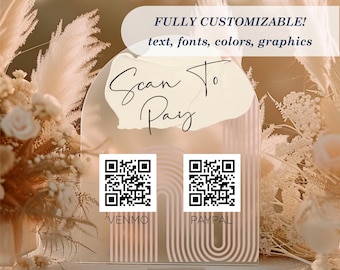 Arch Scannable QR Code Payment Table Sign || Frosted Acrylic business sign custom qr code payment sign scan to pay venmo paypal 03-038-515