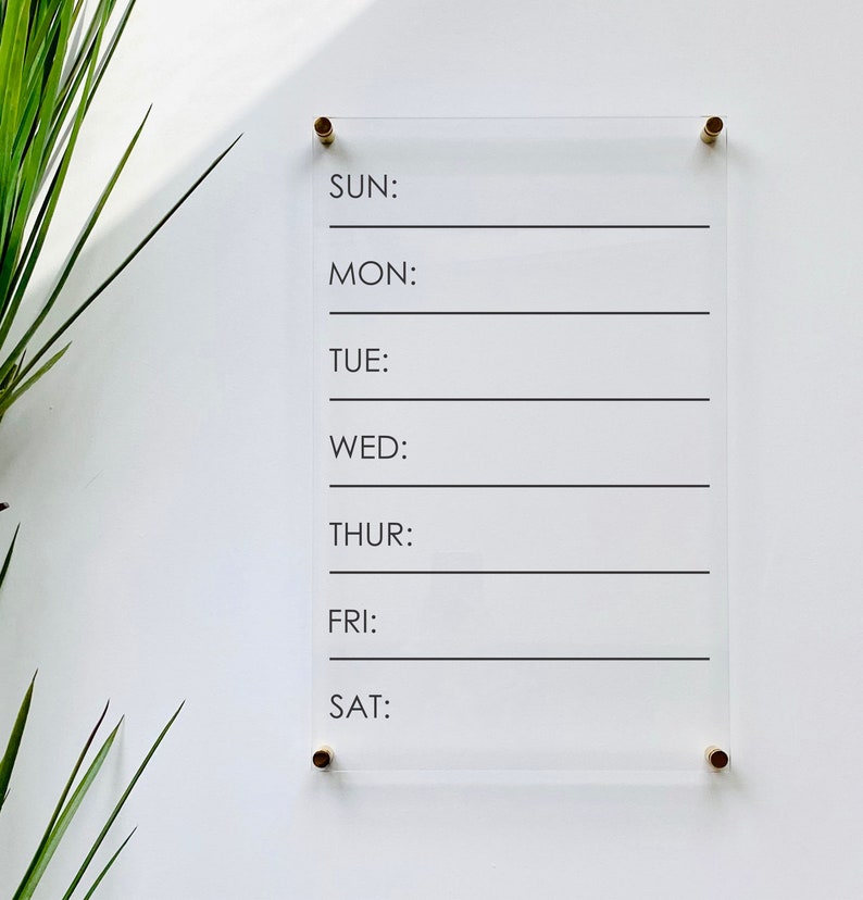 Acrylic Weekly Calendar Board For Wall family command center dry erase board clear acrylic calendar office decor 03-009-030 image 4