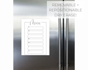 Repositionable Dry Erase Menu Board || Dry Erase Removable Damage Free Dorm Room Decor Refrigerator Fridge Wall Damage Free  03-017-059