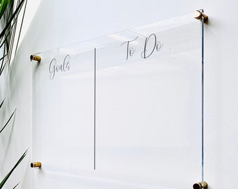 Acrylic Goals & To Do List Board For Wall || family command center dry erase board clear acrylic calendar minimalist office decor 03-009-067