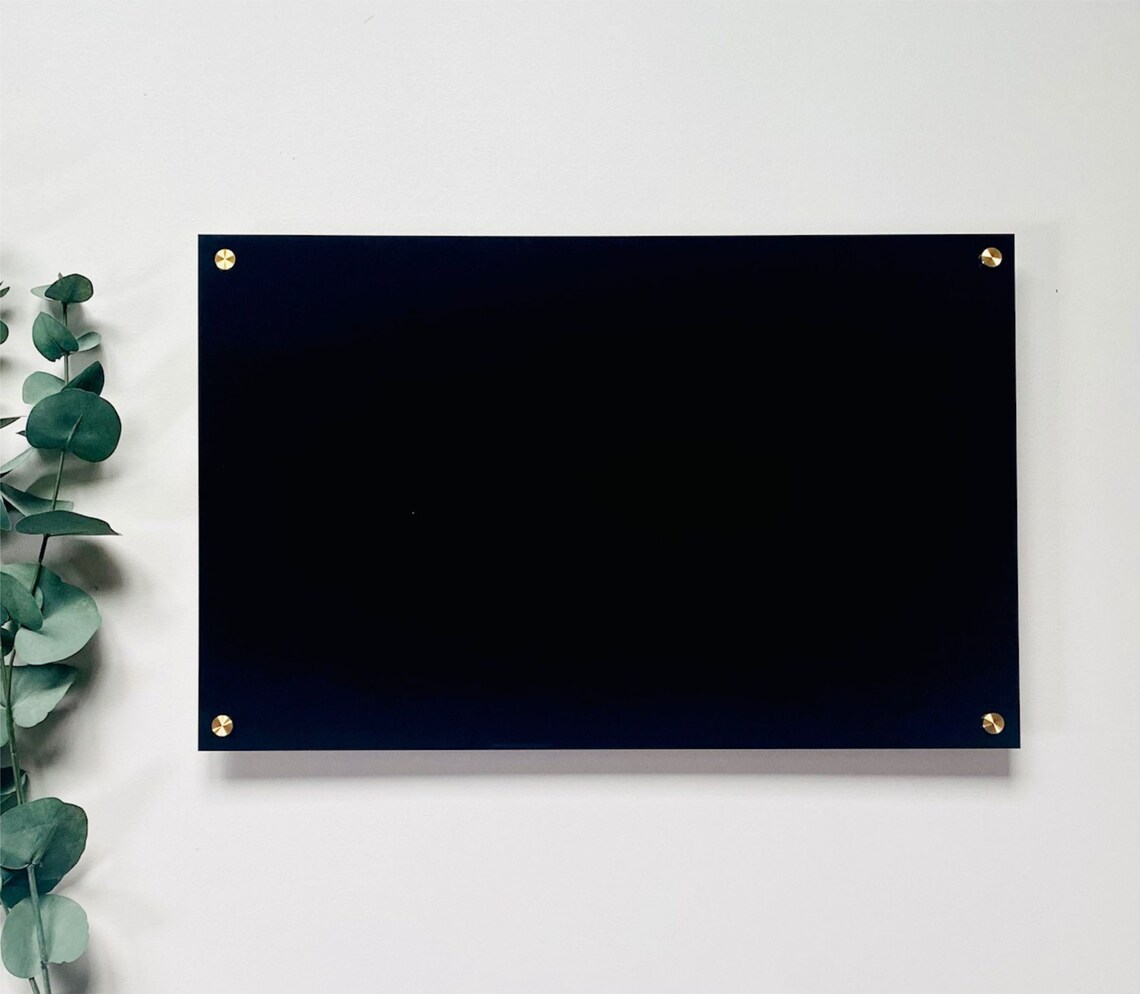 Black Acrylic Dry Erase Writing Board with Standoffs Wall Etsy