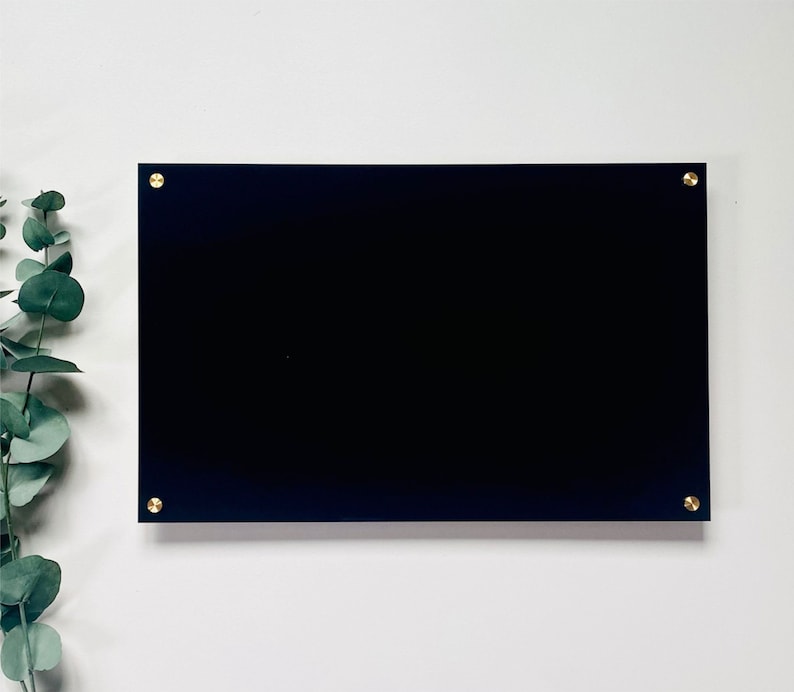 Black Acrylic Dry Erase Writing Board With Standoffs Wall Etsy