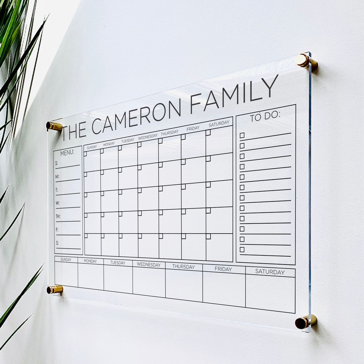 Personalized Acrylic Calendar For Wall ll dry erase board lucite clear acrylic calendar office decor housewarming 03-007-086