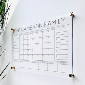 Acrylic Monthly Calendar For Wall || Custom Dry Erase Family Planner Large Huge Clear or White Calendar Personalized Whiteboard Office Decor