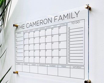 Personalized Acrylic Calendar For Wall ll  dry erase board lucite clear acrylic calendar  office decor housewarming 03-007-086