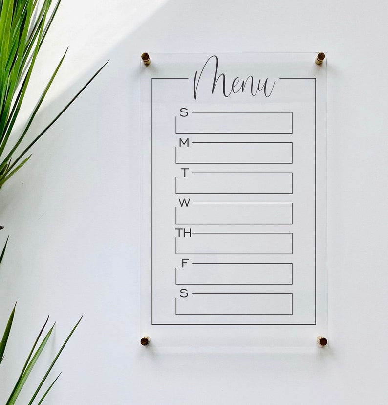 Acrylic Menu Board For Wall dry erase board clear acrylic Etsy