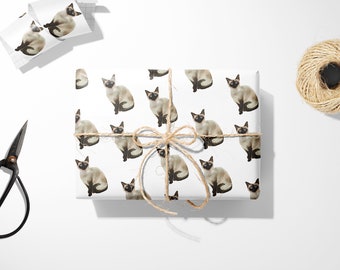 Siamese Cat Gift Wrap || Wrapping Paper Unique Gift Idea For Her Siamese Cat Print Wedding Gift Reusable Gift Wrap 03-016-035