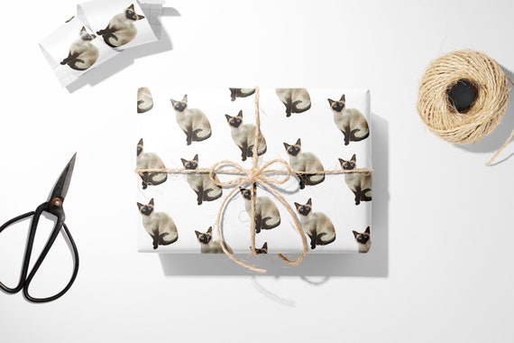 Siamese Cat Gift Wrap || Wrapping Paper Unique Gift Idea For Her Siamese Cat Print Wedding Gift Reusable Gift Wrap 03-016-035