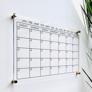 Personalized Acrylic Calendar For Wall ll  dry erase board lucite clear acrylic calendar  office decor housewarming 03-007-051