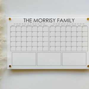 Personalized Acrylic Calendar For Wall || dry erase board white acrylic calendar minimalist office decor housewarming gift 03-007-044W