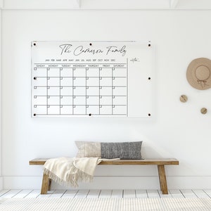 Personalized Acrylic Calendar For Wall ll  dry erase board lucite clear acrylic calendar  office decor housewarming gift 03-007-002