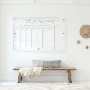 Acrylic Monthly Calendar For Wall || Custom Dry Erase Family Planner Large Huge Clear or White Calendar Personalized Whiteboard Office Decor