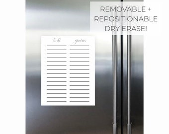 Removable To Do + Groceries Board || Dry Erase Removable Damage Free Dorm Room Decor Refrigerator Fridge Wall Damage Free  03-017-087