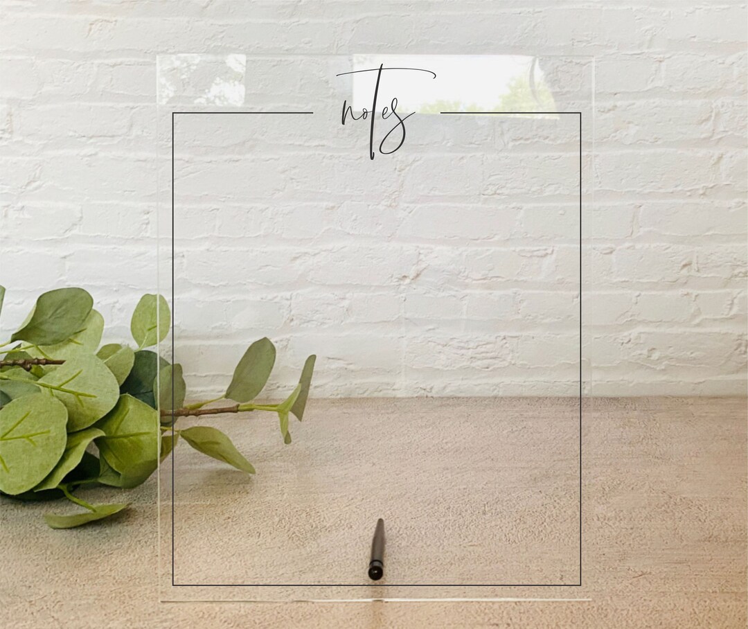 Acrylic Notes Board for Desktop Dry Erase Board Notes Pad Clear Acrylic
