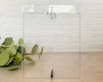 Acrylic Notes Board for Desktop || dry erase board notes pad clear acrylic calendar office decor housewarming gift 03-013-013