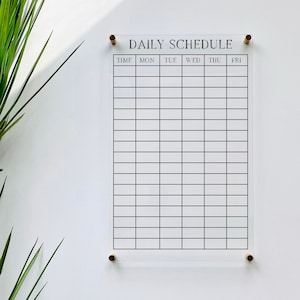 Acrylic Daily Schedule Board For Wall || family command center dry erase board clear acrylic calendar office decor 03-009-065