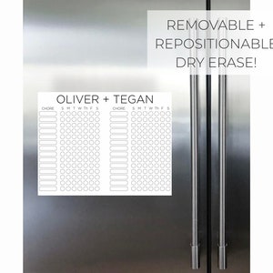 Personalized Repositionable Chore Chart || Dry Erase Removable Damage Free Dorm Room Decor Refrigerator Fridge Wall Damage Free  03-017-064