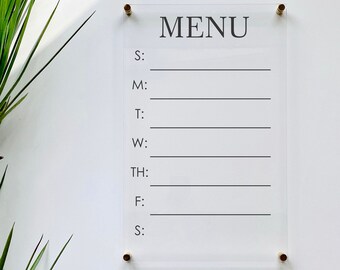Acrylic Menu Board For Wall || dry erase board  clear acrylic calendar office decor housewarming gift 03-009-028