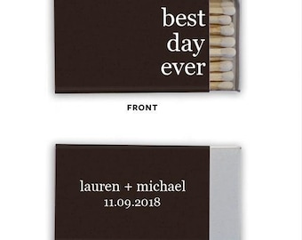 Best Day Ever Personalized Matches || Wedding Matches, Custom Matchbox, Wedding Favors for Guests, Wedding Send Off, Cigar Bar
