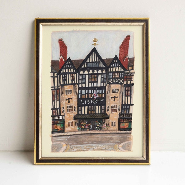 Liberty London Fine Art Print | London Giclee Print | Travel Gift for Her | Europe Print | Gouache Painting | England Artwork | Vintage Art