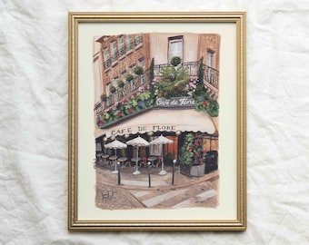 Cafe de Flore, Paris, France Fine Art Print | Travel Giclee Print | Travel Gift for Him or Her | Parisian Wall Art, Vintage Poster, Cafe Art