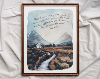 Scripture Wall Art - I Have Overcome the World, John 16:33 // Bible Verse Print, Christian Art, Scripture Decor, Religious, Gallery Wall Set