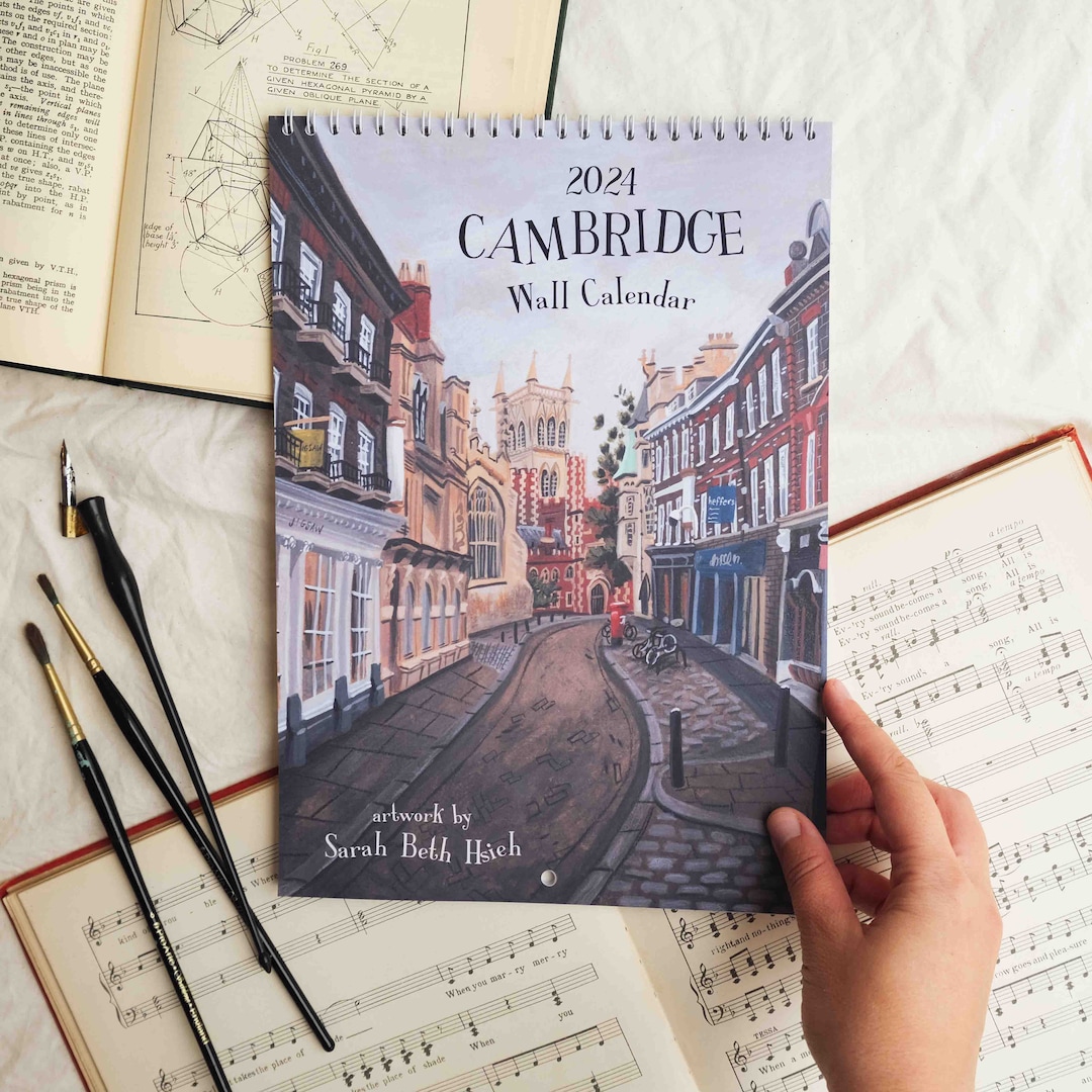 2024 Cambridge Wall Calendar Cambridge, England Illustrated Monthly