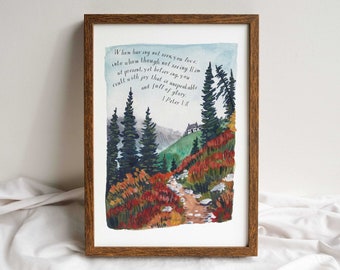 Scripture Wall Art - Whom Having Not Seen, You Love, 1 Peter 1:8 / Bible Verse Print, Christian Wall Art, Scripture Decor, Gallery Wall Set