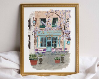 Au Vieux Paris Cafe Print // Fine Art Giclee Print // Paris Wall Art // French Cafe Art Print // France Artwork