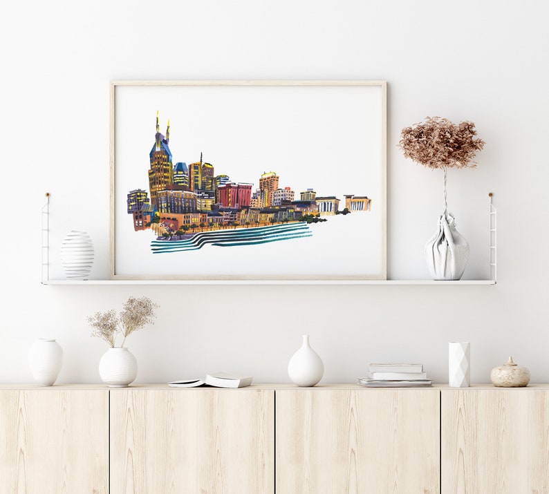 Nashville Tennessee Skyline Painting // Fine Art Giclee Print // Nash Bash // Nashville Wall Art // Nashville Home Decor // Nashville Gift image 4