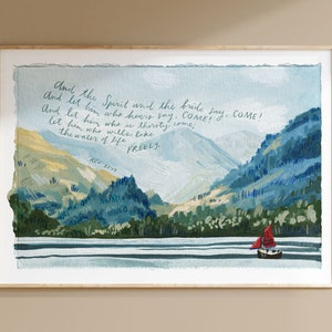 Scripture Wall Art - Water of Life, Revelation 22:17 /Bible Verse Print, Christian Wall Art, Scripture Decor, Religious, Gallery Wall Set