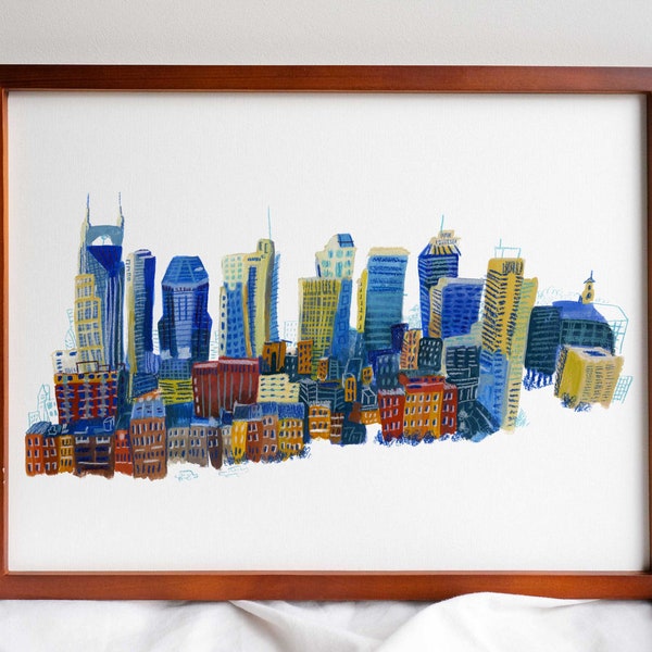 Nashville Tennessee Skyline Painting // Fine Art Giclee Print // Nash Bash // Nashville Wall Art // Nashville Home Decor // Nashville Gift