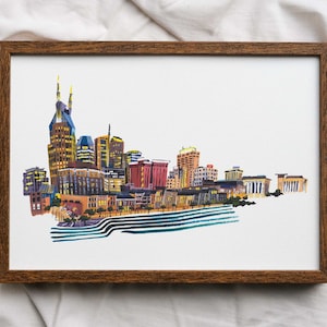 Nashville Tennessee Skyline Painting // Fine Art Giclee Print // Nash Bash // Nashville Wall Art // Nashville Home Decor // Nashville Gift image 1