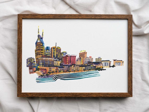 Nashville Tennessee Skyline Painting // Fine Art Giclee Print // Nash Bash // Nashville Wall Art // Nashville Home Decor // Nashville Gift
