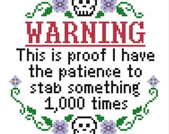 Le Stabby floral cross stitch pattern instant download