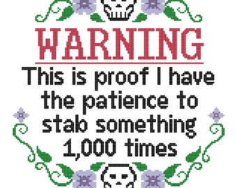 Le Stabby (Enlarged) floral cross stitch pattern instant download