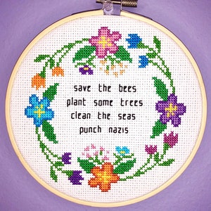 Save the Bees counted cross stitch pattern instant download pdf