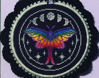 Pride Moth counted cross stitch instant download pdf