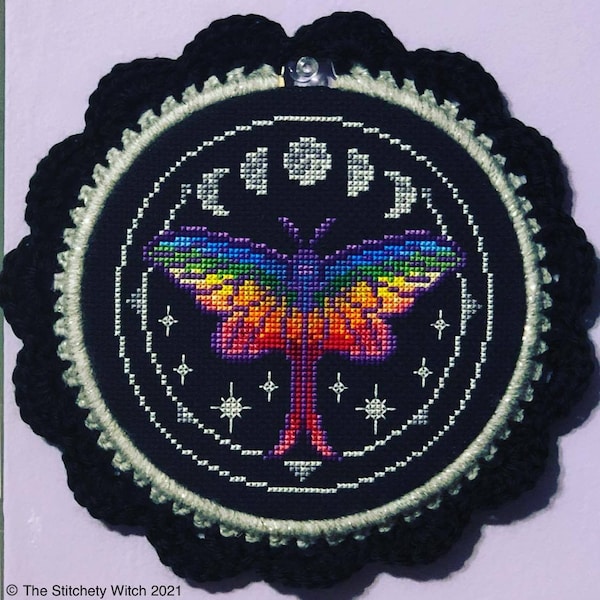 Pride Moth counted cross stitch instant download pdf