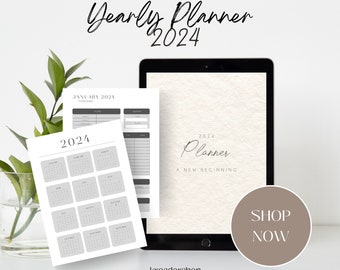 Printable Calendar 2024 | Monthly Planner 2024 | A5 format | Printable Yearly Planner | Download | Digital PDF file