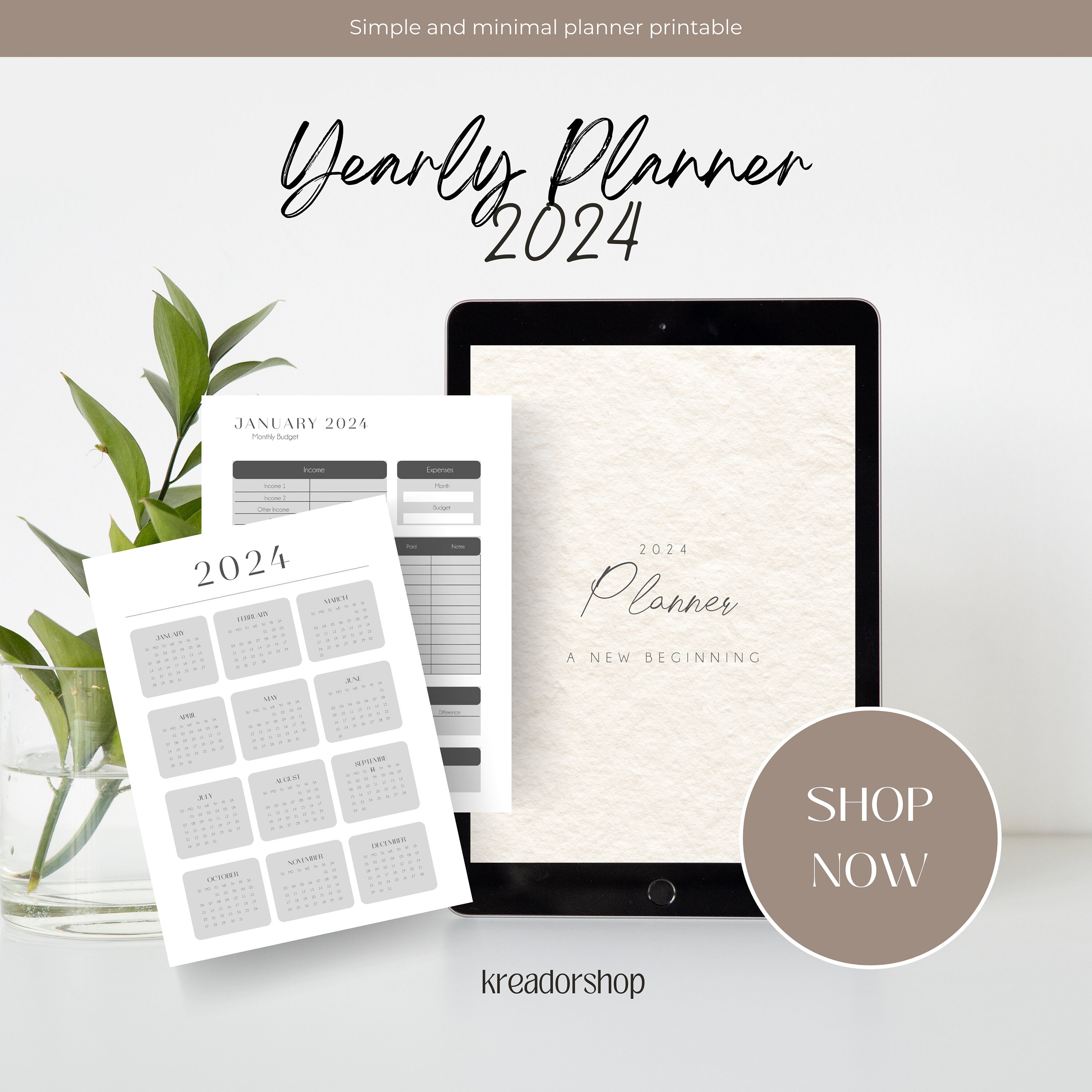 Printable Calendar 2024 | Monthly Planner 2024 | A5 Format | Printable ...