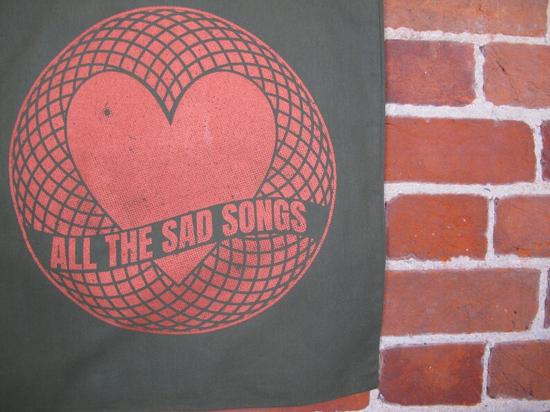 Screen printed Sad Songs Tote bag by Sam Foley