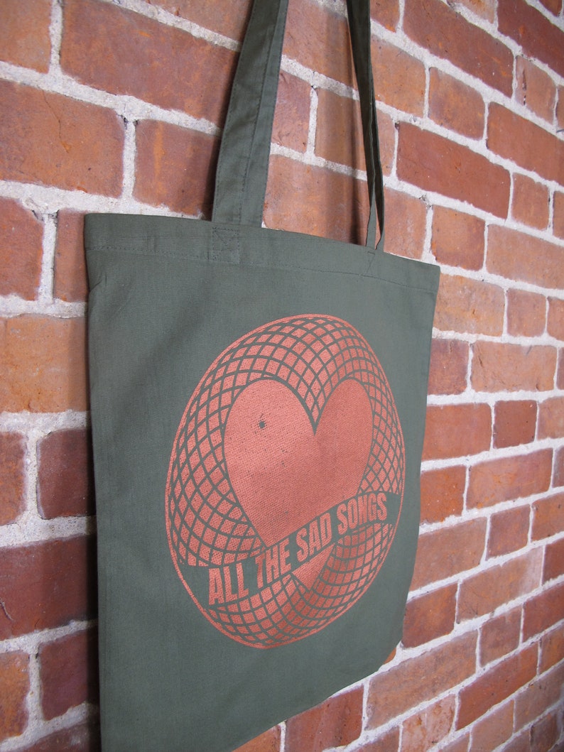 Screen printed Sad Songs Tote bag by Sam Foley